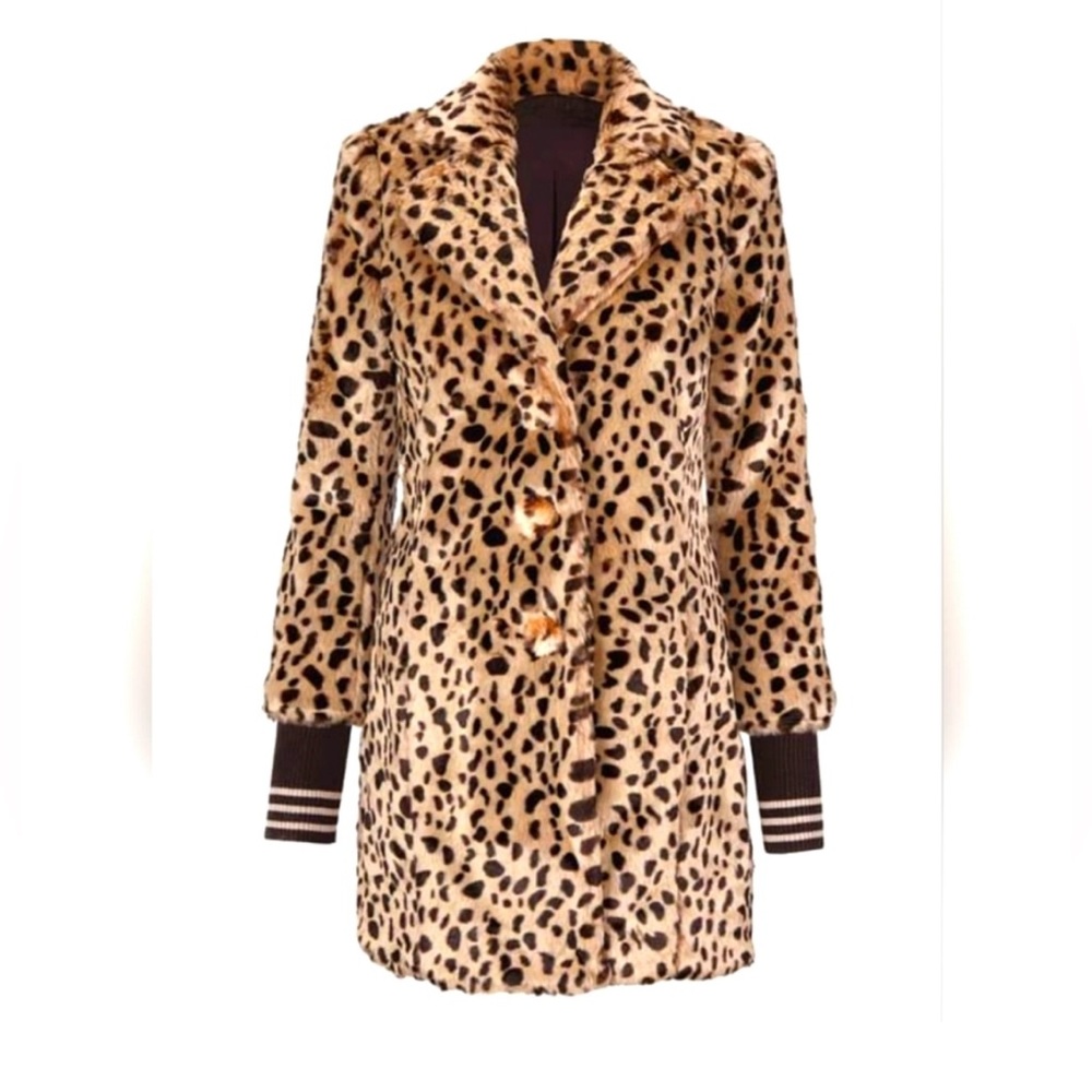 Cabi Josephine coat, button down, leather faux fur. Size Large